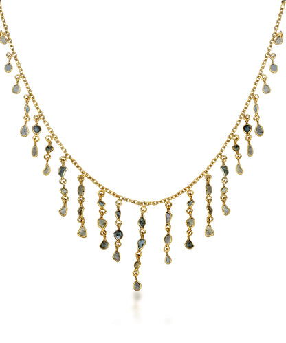 Silver Polki Diamond Cascade Dangle Necklace
