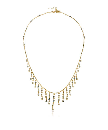 Silver Polki Diamond Cascade Dangle Necklace