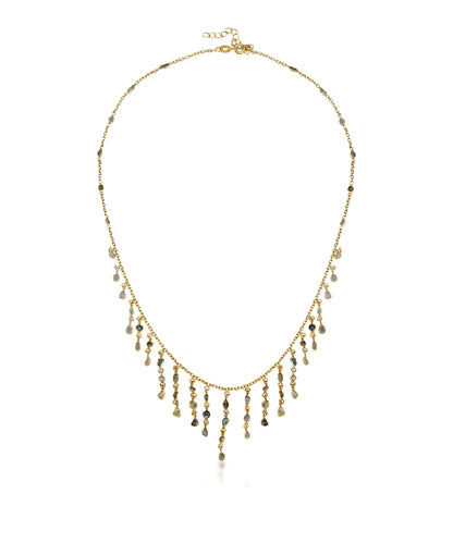 Silver Polki Diamond Cascade Dangle Necklace