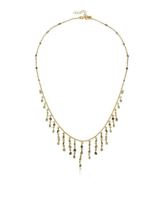 Silver Polki Diamond Cascade Dangle Necklace