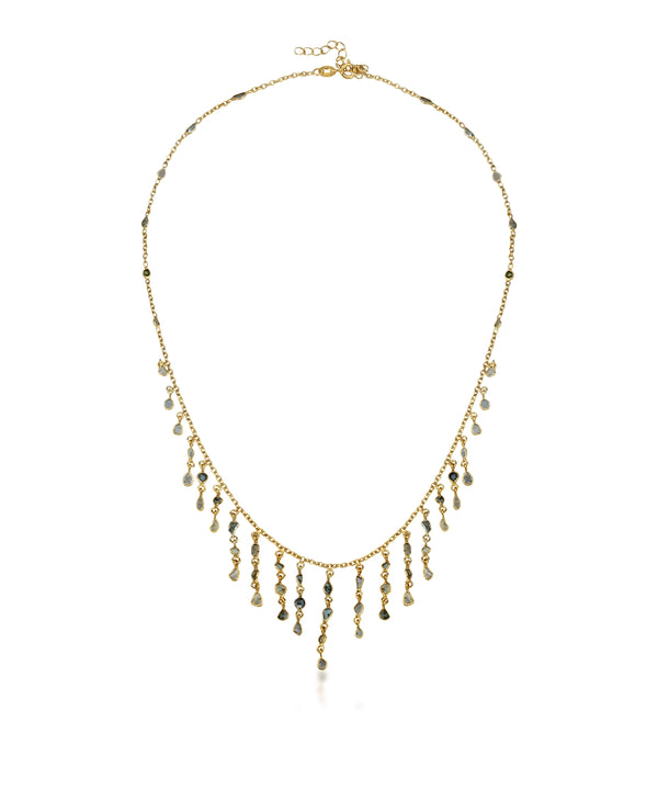 Silver Polki Diamond Cascade Dangle Necklace