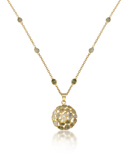 Silver Polki Diamond Cluster Pendant Necklace