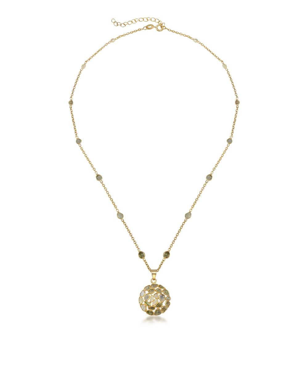 Silver Polki Diamond Cluster Pendant Necklace