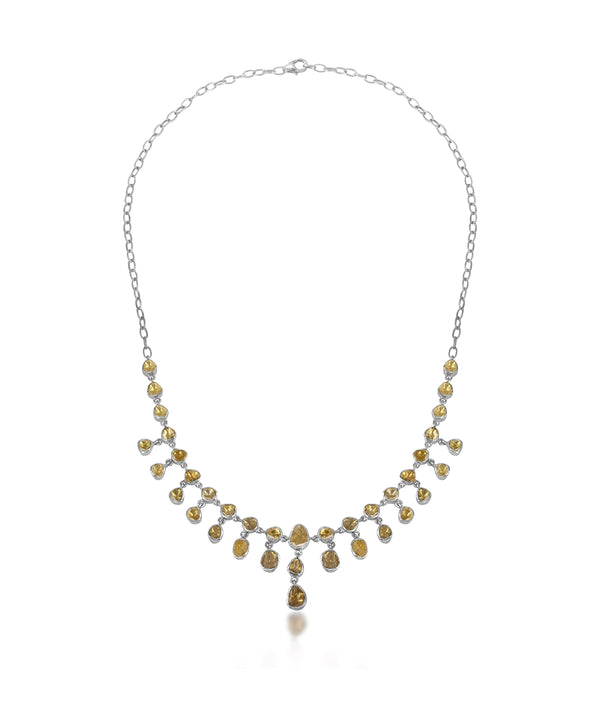 Silver Polki Diamond Cascade Drop Statement Necklace