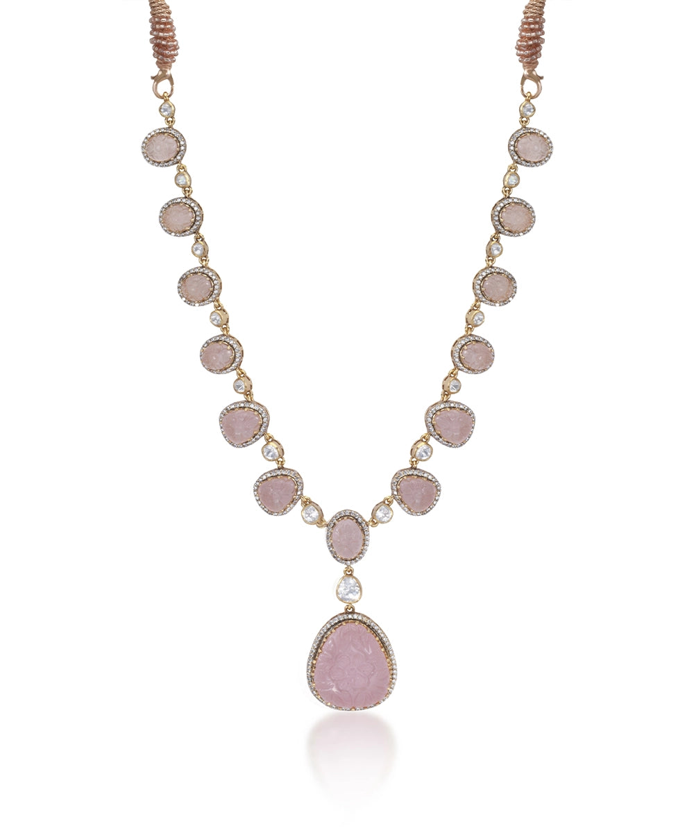 Silver Empress's Pink Drop Necklace