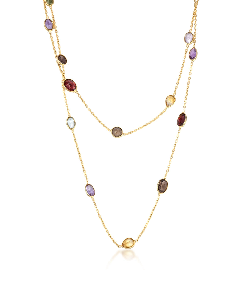 Silver Whisper Of Color Long Station Necklace