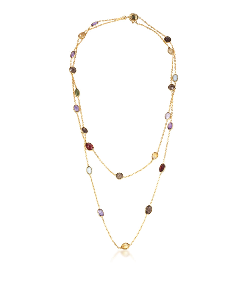 Silver Whisper Of Color Long Station Necklace