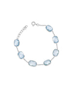 Silver Blue Topaz Station Chain Bracelet