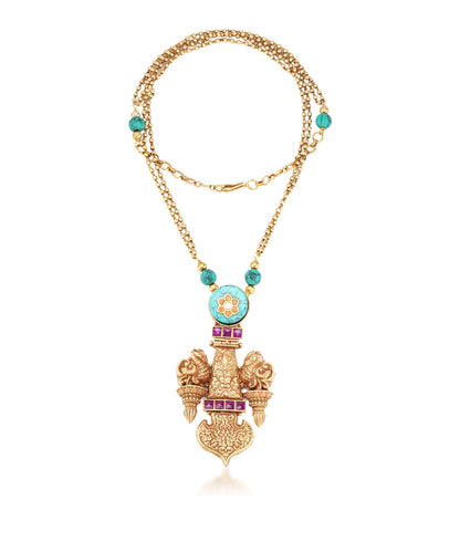 Silver Turquoise Long Pendant Necklace