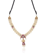 Silver Lattice Necklace with Temple Drop