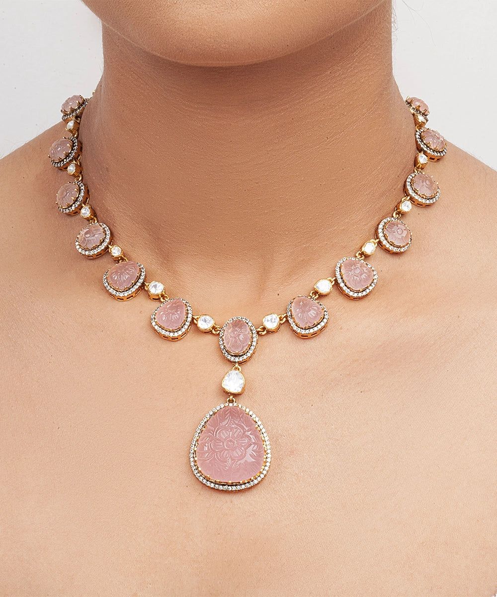 Silver Empress's Pink Drop Necklace