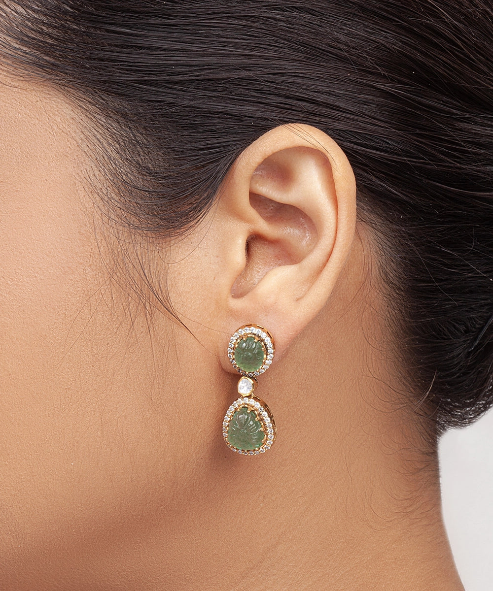 Silver Empress's Emerald Drop Earrings