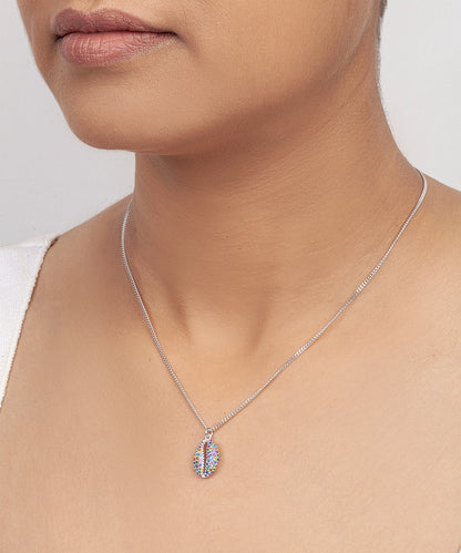 Silver Rainbow Cowrie Pendant Necklace