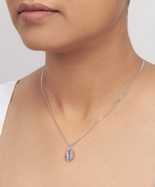 Silver Rainbow Cowrie Pendant Necklace