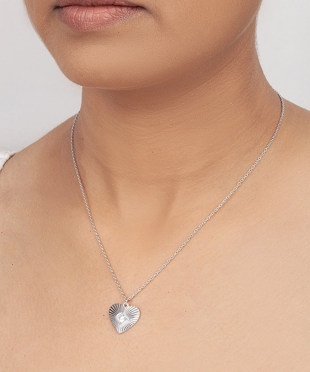 Silver Radiant Heart Necklace