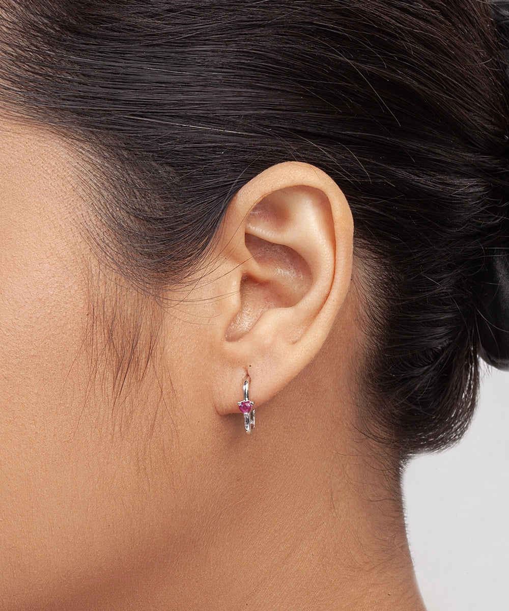 Silver Little Love Half-Hoop Earrings