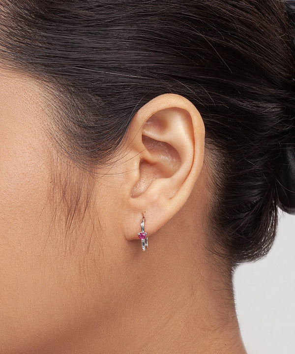 Silver Little Love Half-Hoop Earrings