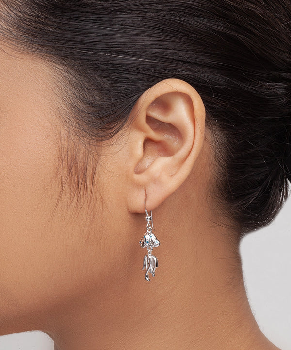 Silver Jellyfish Drop Earrings