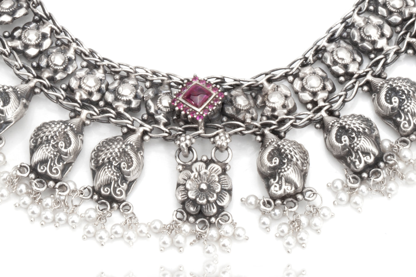 The Heritage Elephant: Oxidized Silver Tribal Hasli Necklace