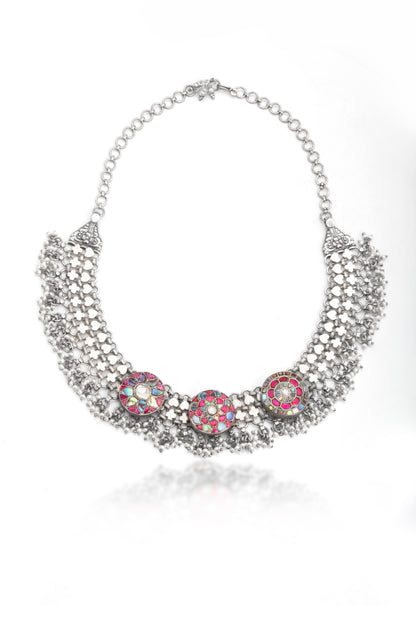 The Mosaic Muse: Iridescent Abalone & Oxidized Silver Collar