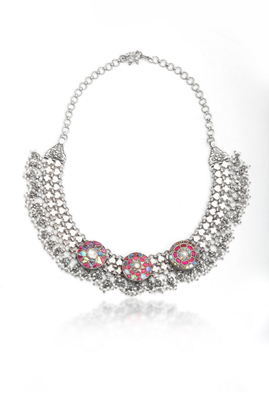 The Mosaic Muse: Iridescent Abalone & Oxidized Silver Collar