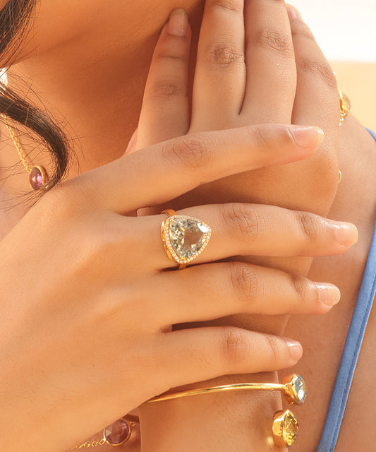 Silver Pear-Shaped Statement Ring