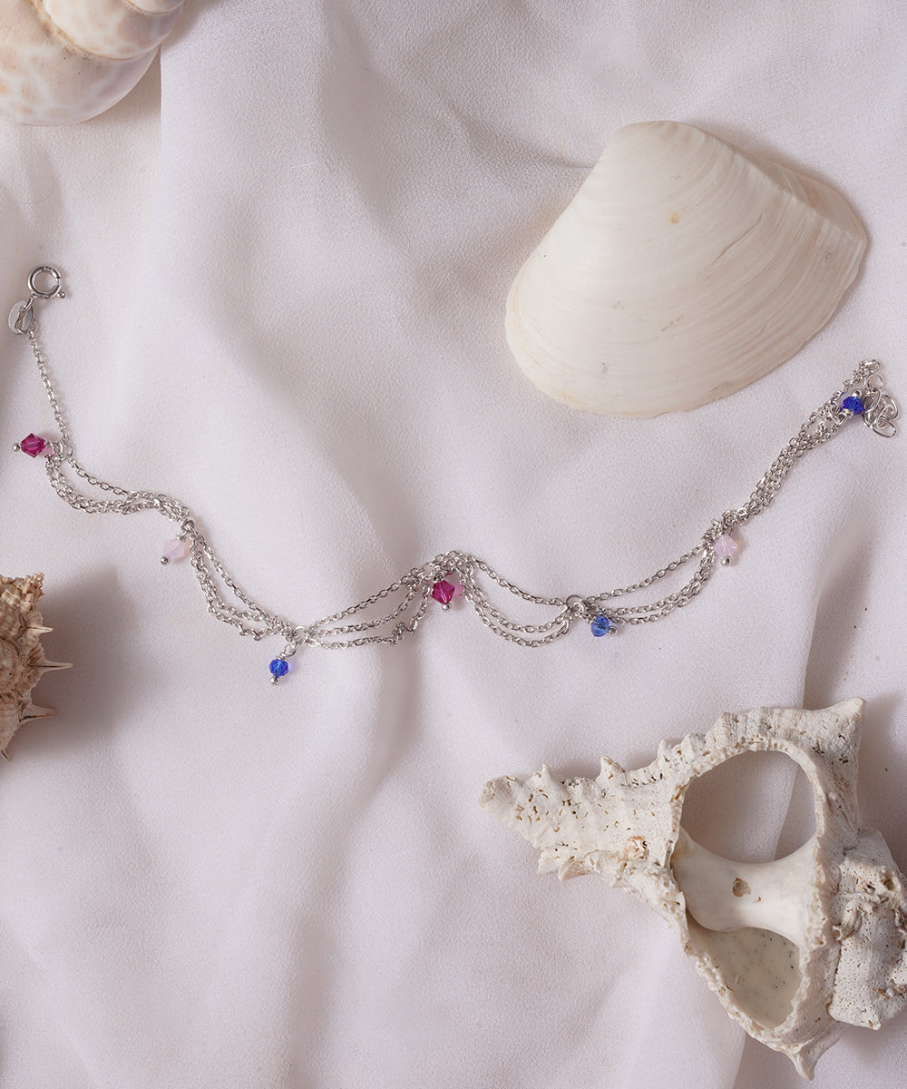 Silver Multi-Chain Festoon Dangle Anklet