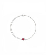 Silver Red Heart Double-Chain Bracelet